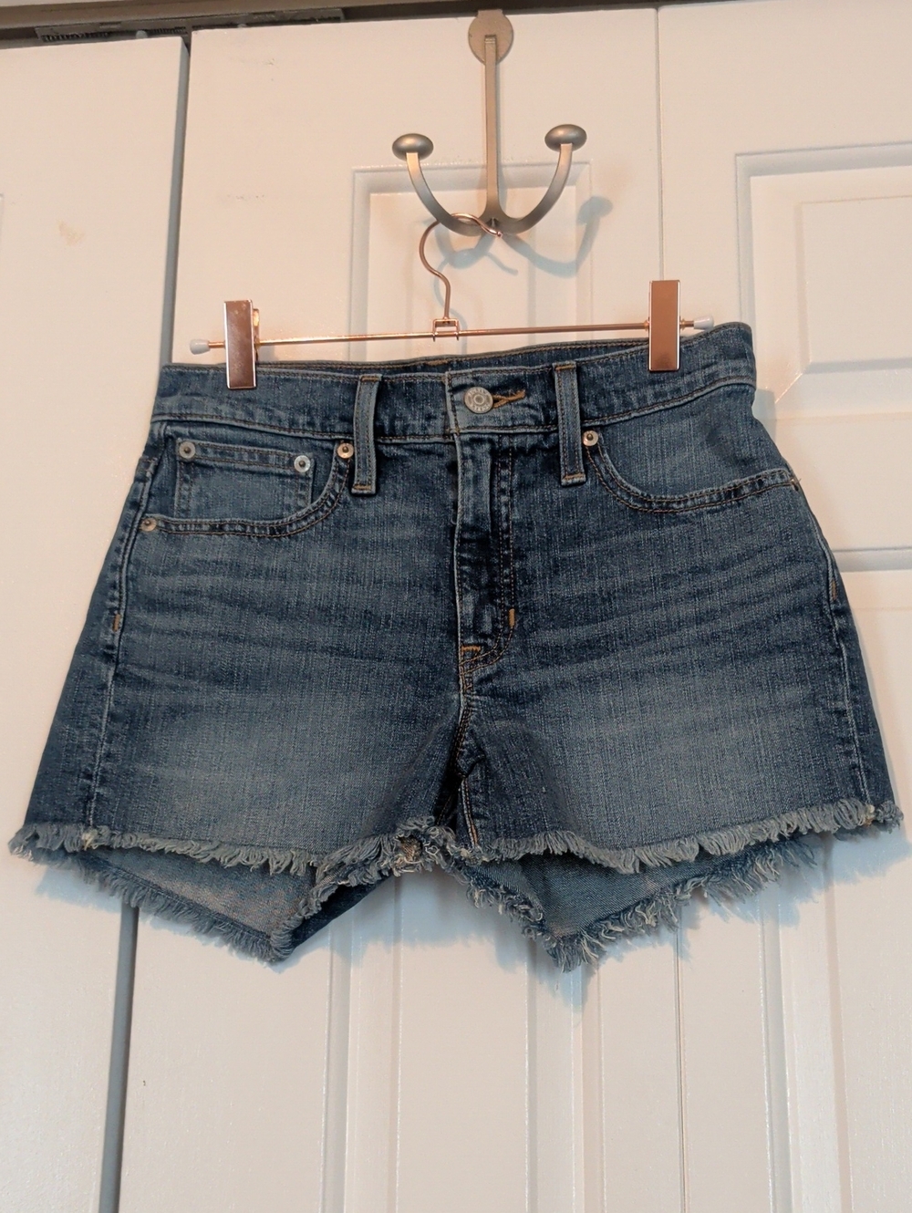NWOT J. Crew Raw Mid-Rise Denim Shorts - Medium Blue